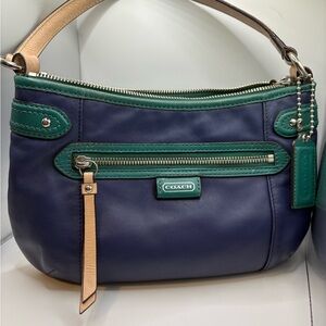 Coach Blue and Green Shoulder Bag